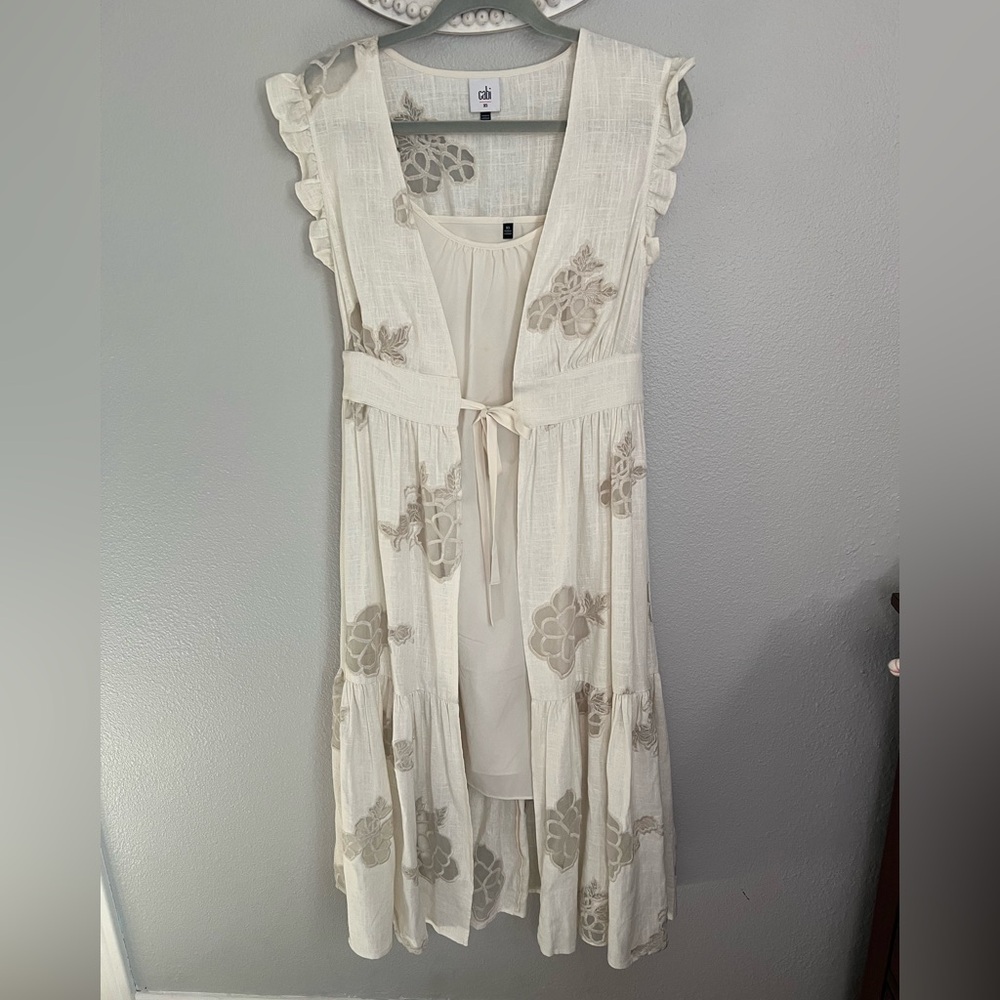 CAbi Cream Floral Maxi Dress